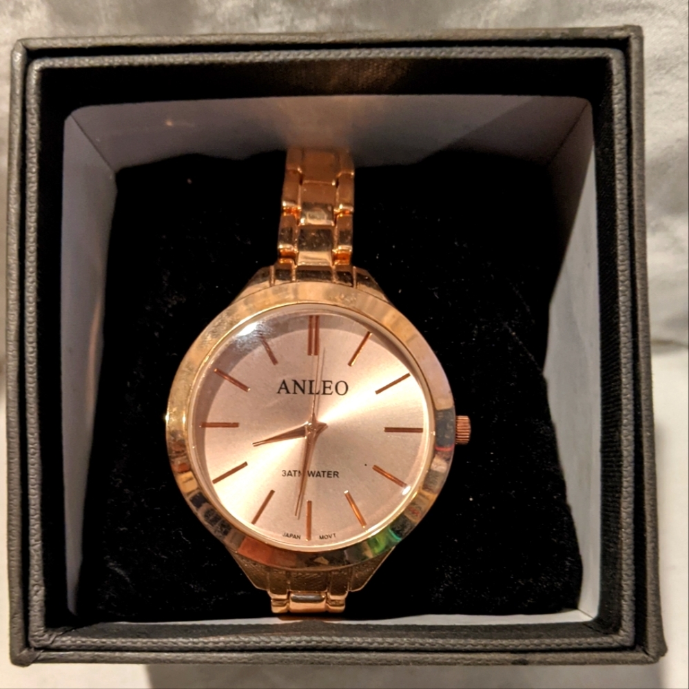 This is a brand new rose gold ANLEO ladies wristwatch. Priced to move.